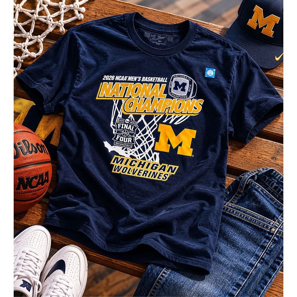 Michigan Wolverines 2026 NCAA Men’s Basketball National Champions T-Shirt Large